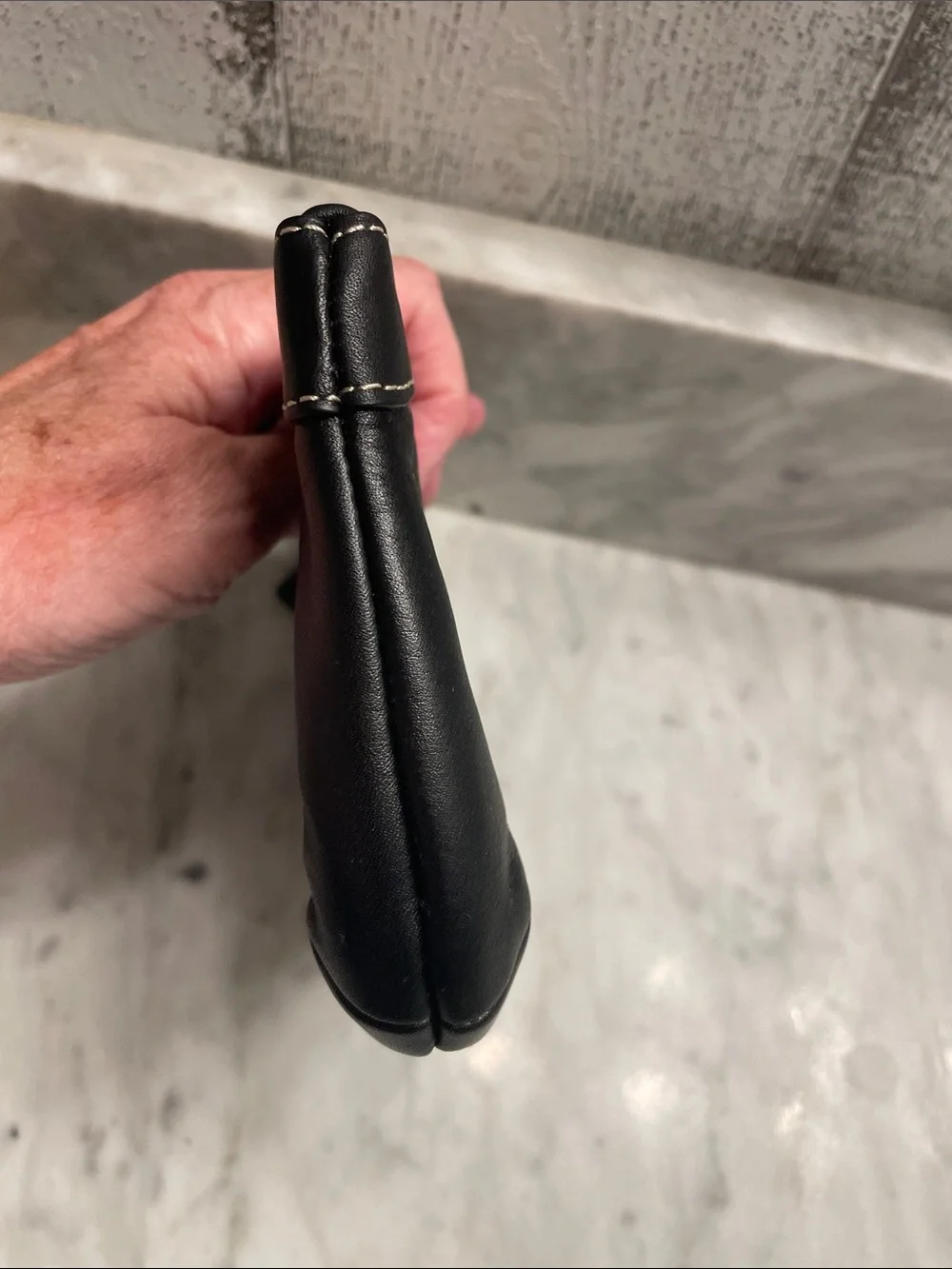 Coach Black Leather Pleated Wristlet